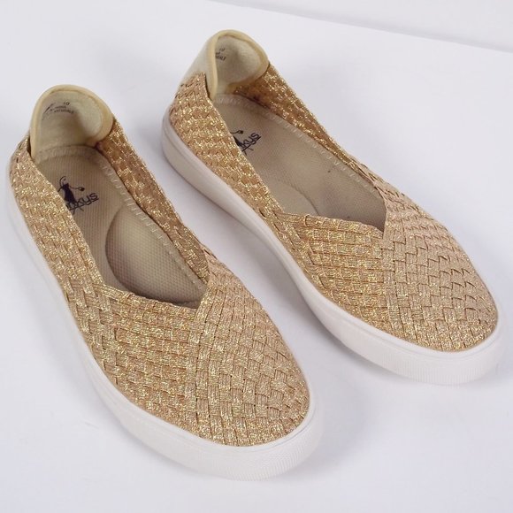 Corkys Shoes Corkys Pump Woven Elastic Memory Foam Flat Rose Gold